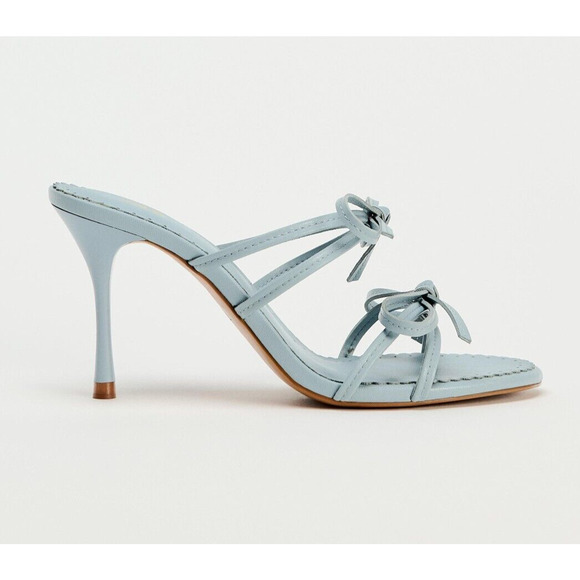 ZARA Strappy Bow Heels Light Blue NWT | Sizes 7.5 & 8 - Picture 16 of 16